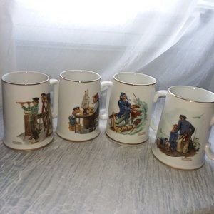 Final $. VTG. NORMAN ROCKWELL MUSEUM MUGS CUPS S/4